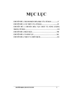 Chuyên đề chuyên sâu trong bồi dưỡng học sinh giỏi môn Sinh học Lớp 10 - Chuyên đề 1 Thành phần hóa học của tế bào
